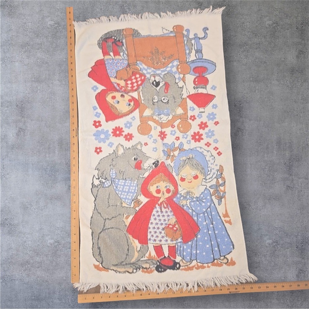 VTG 70s Cannon Red Riding Hood‎ Cotton Bath Towel 22x36" USA Decorator Storybook